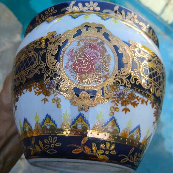 European-style Asian Influenced Intricate Moriage Koi Fish Bowl Planter - Picture 1 of 16